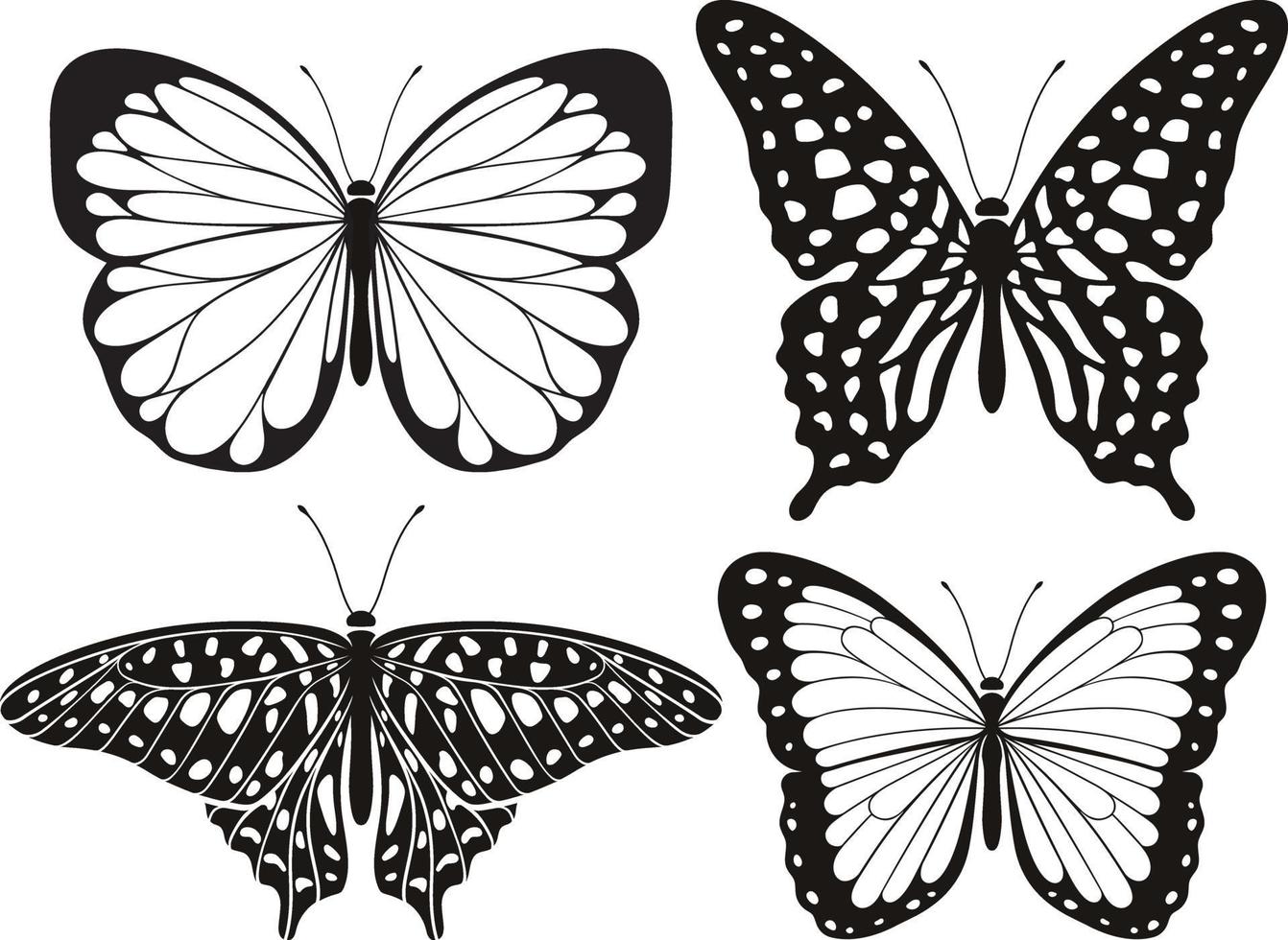 conjunto de iconos de silueta de mariposa. ilustraciones vectoriales. vector