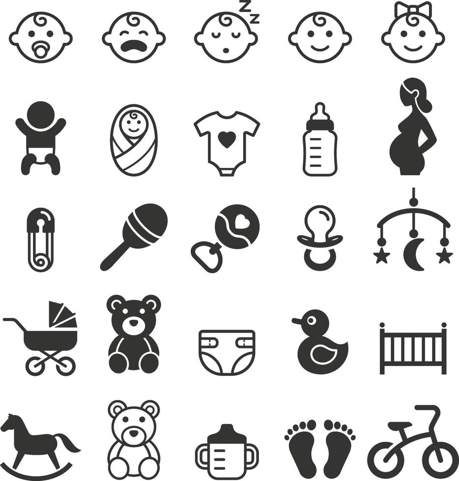 Baby icons set. Vector illustration.