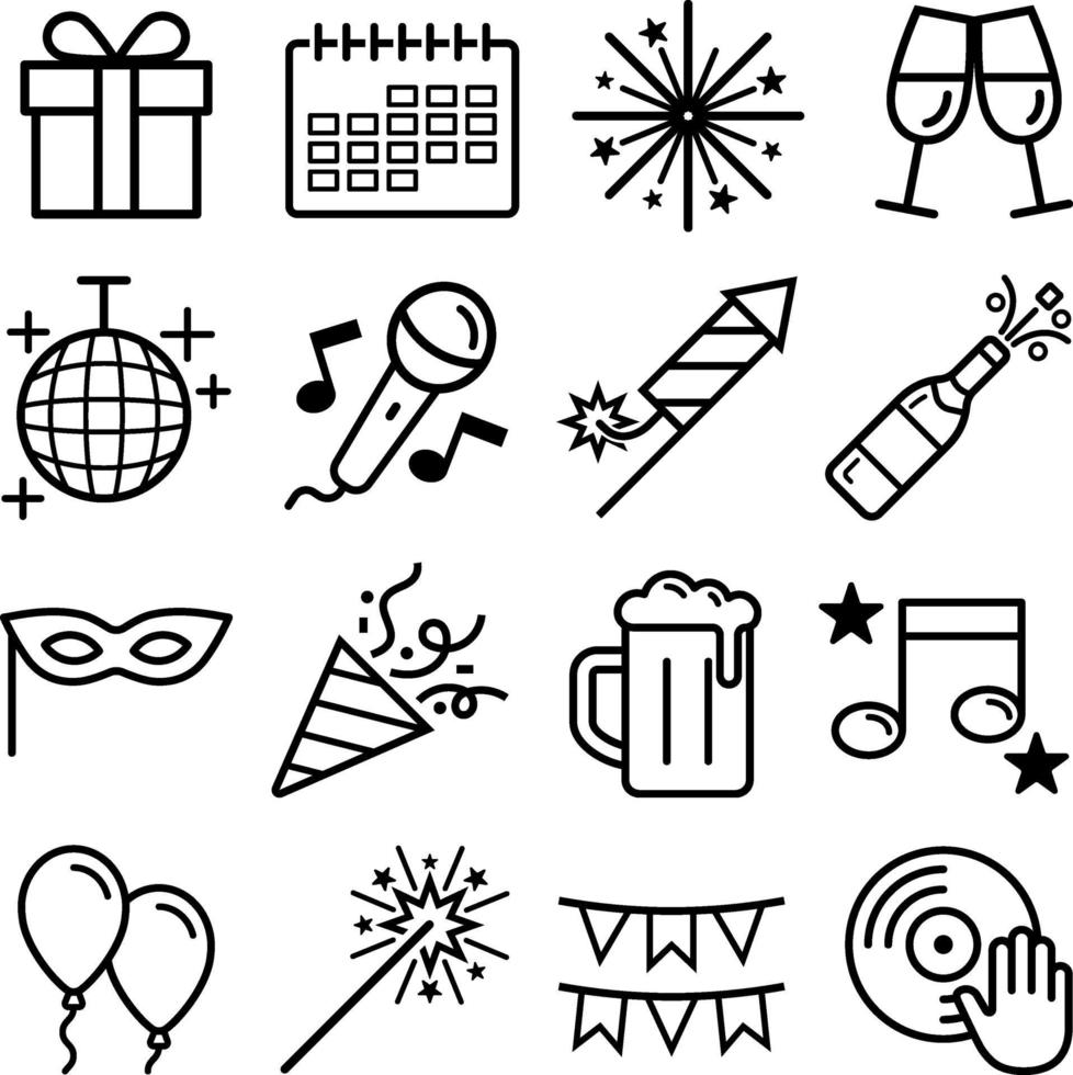 Party icons set. Vector illustrations.