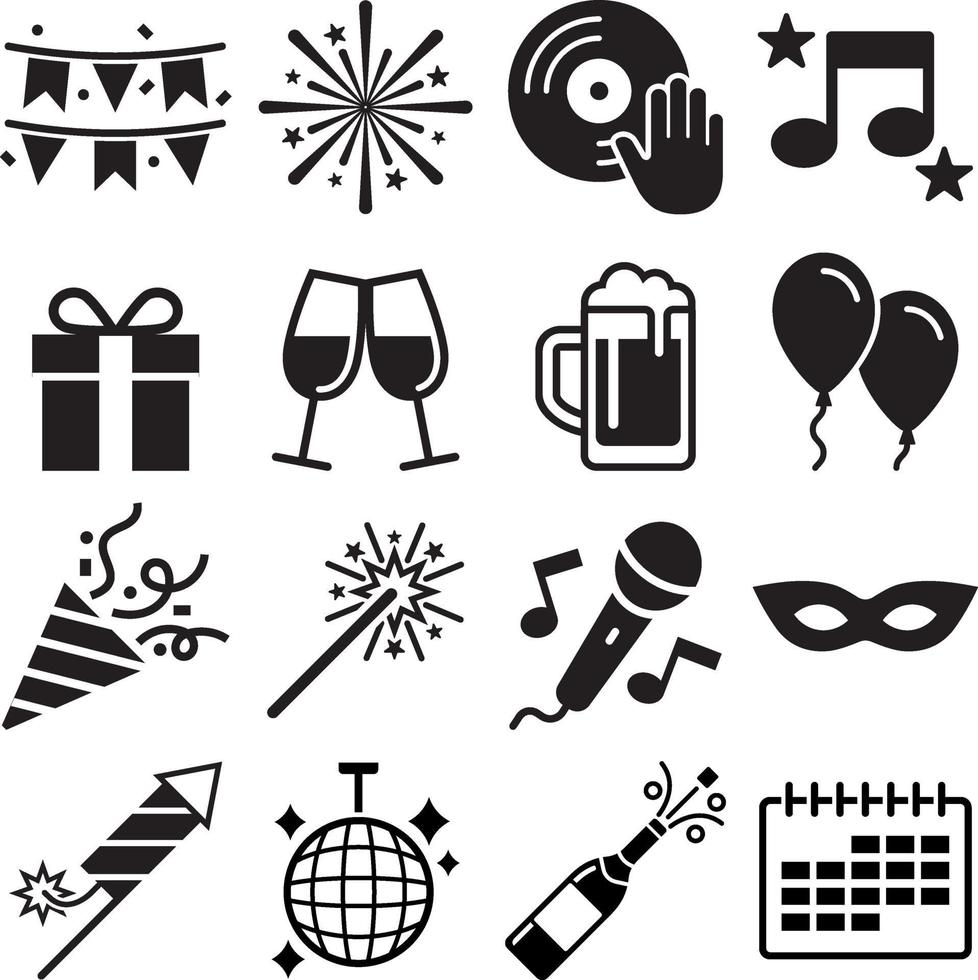 Party icons set. Vector illustrations.