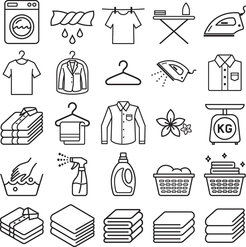 iconos de servicio de lavandería. ilustraciones vectoriales. vector