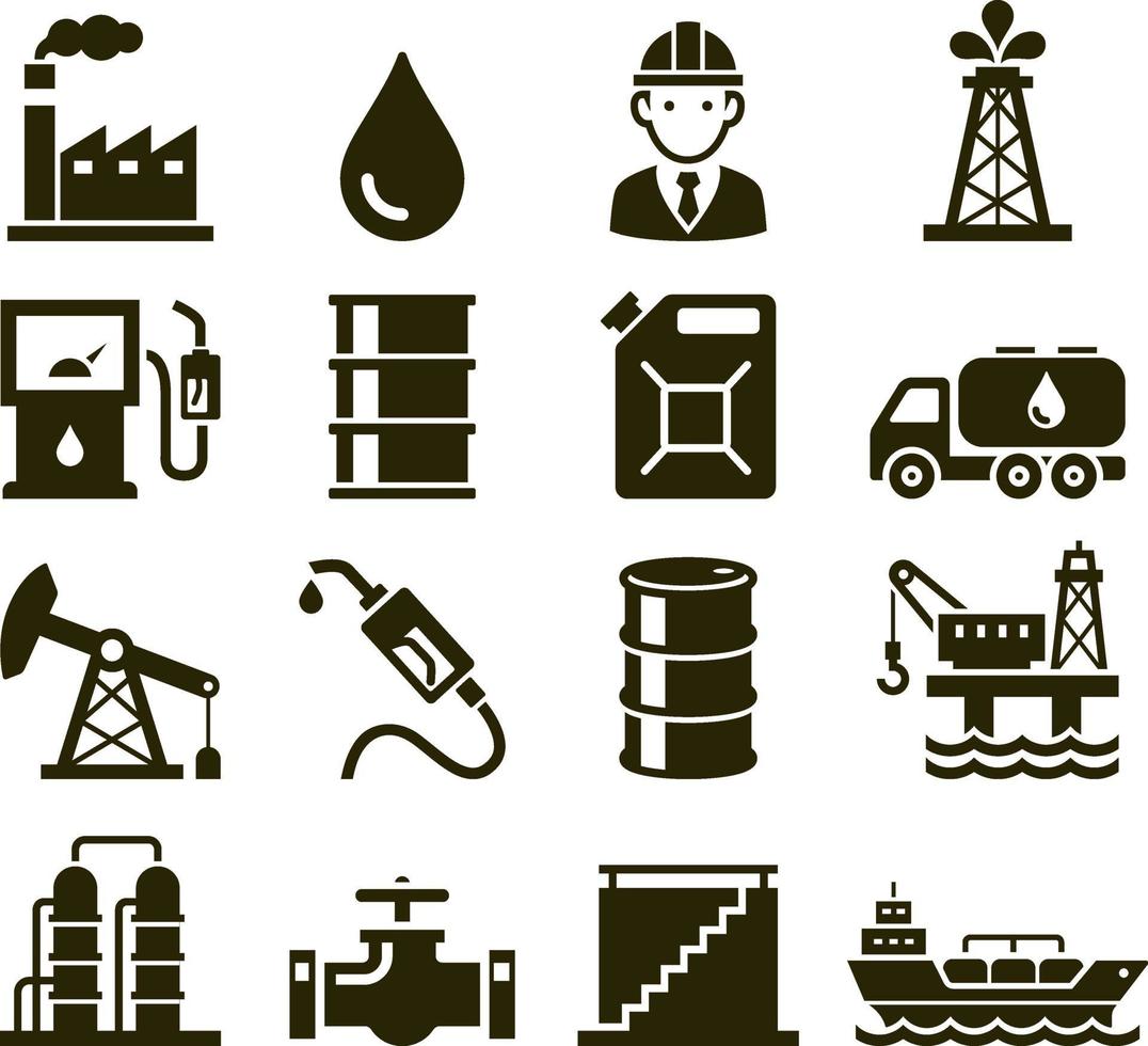 iconos de la industria petrolera. ilustraciones vectoriales. vector