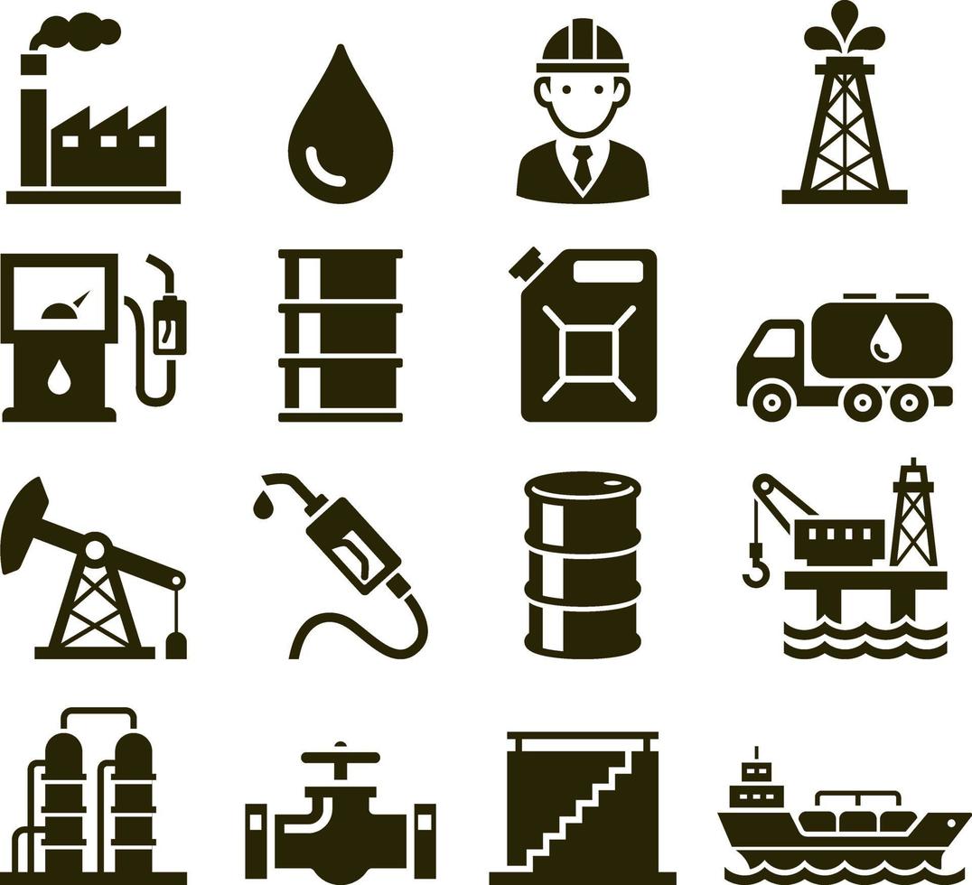 Oil industry icons. Vector illustrations.