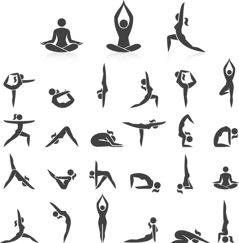 mujer de yoga plantea conjunto de iconos. ilustraciones vectoriales. fácil de usar para la marca de yoga logo. vector