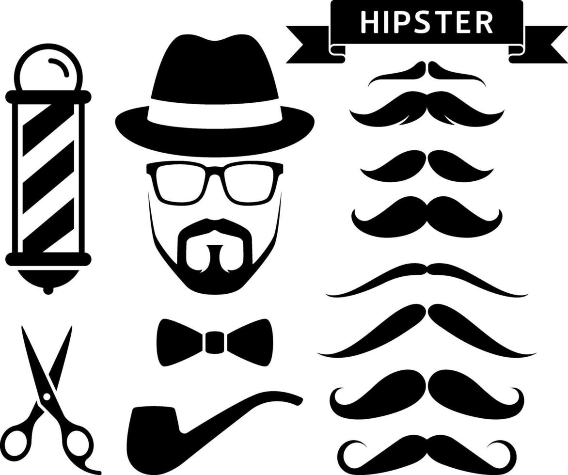 elementos de salón de peluquería hipster. ilustraciones vectoriales. vector