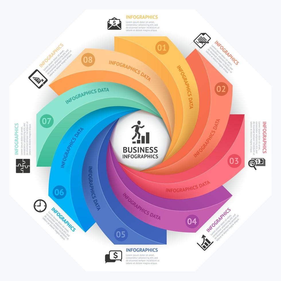 plantilla de diseño de infografías de negocios. ilustración vectorial. se puede utilizar para diseño de flujo de trabajo, diagrama, opciones numéricas, opciones de inicio, diseño web vector