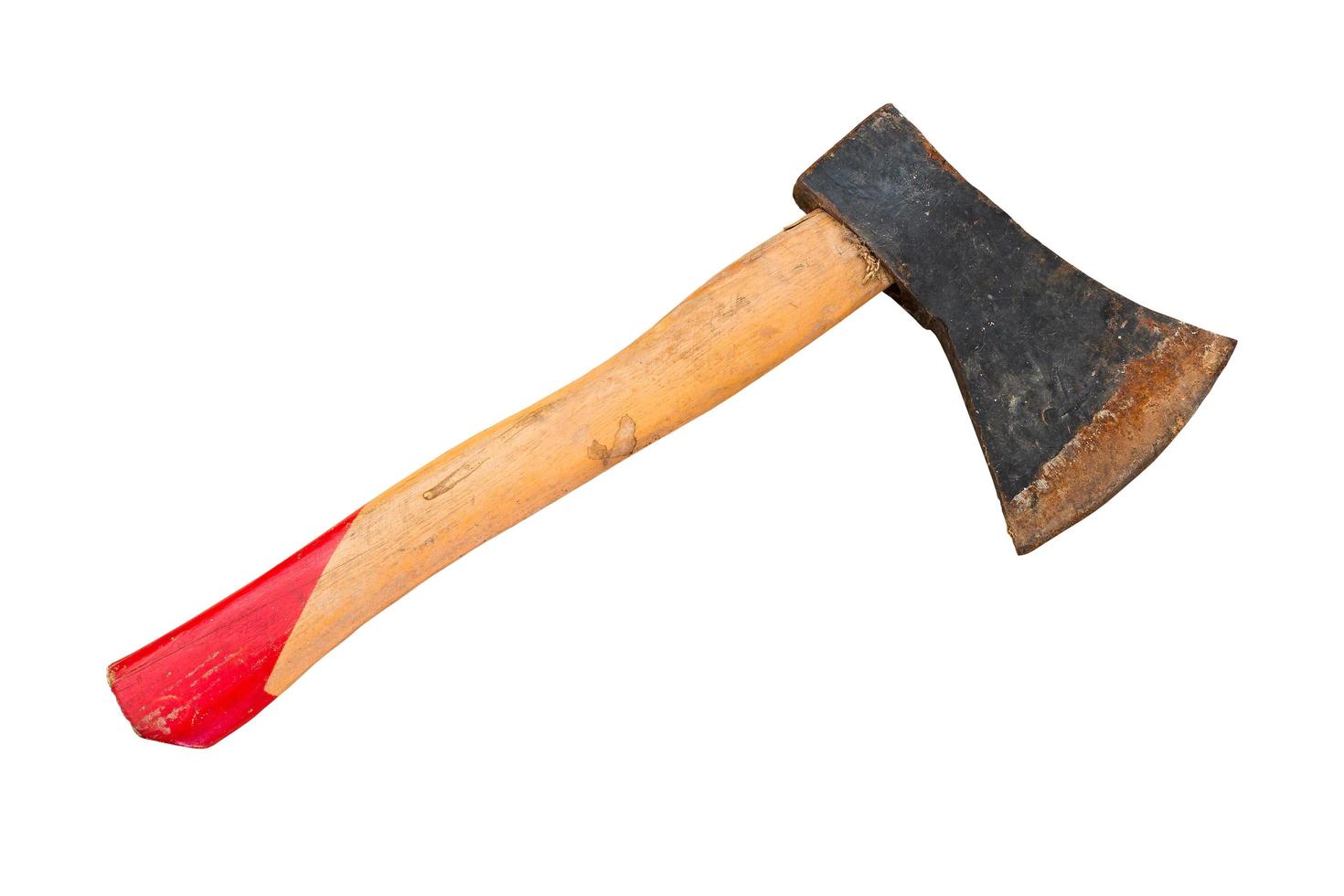 Axe with a wooden handle isolated on a white background photo