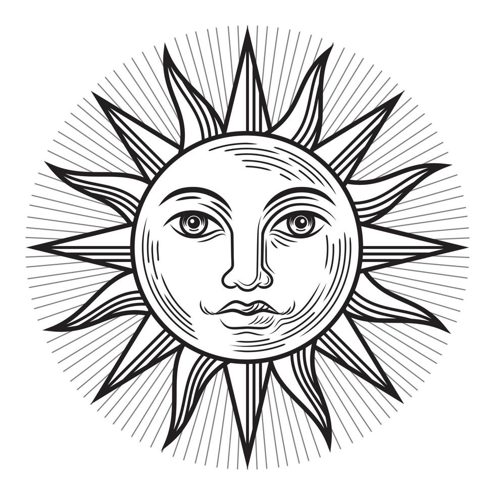 símbolo antiguo del sol de la vendimia. ilustraciones vectoriales. vector