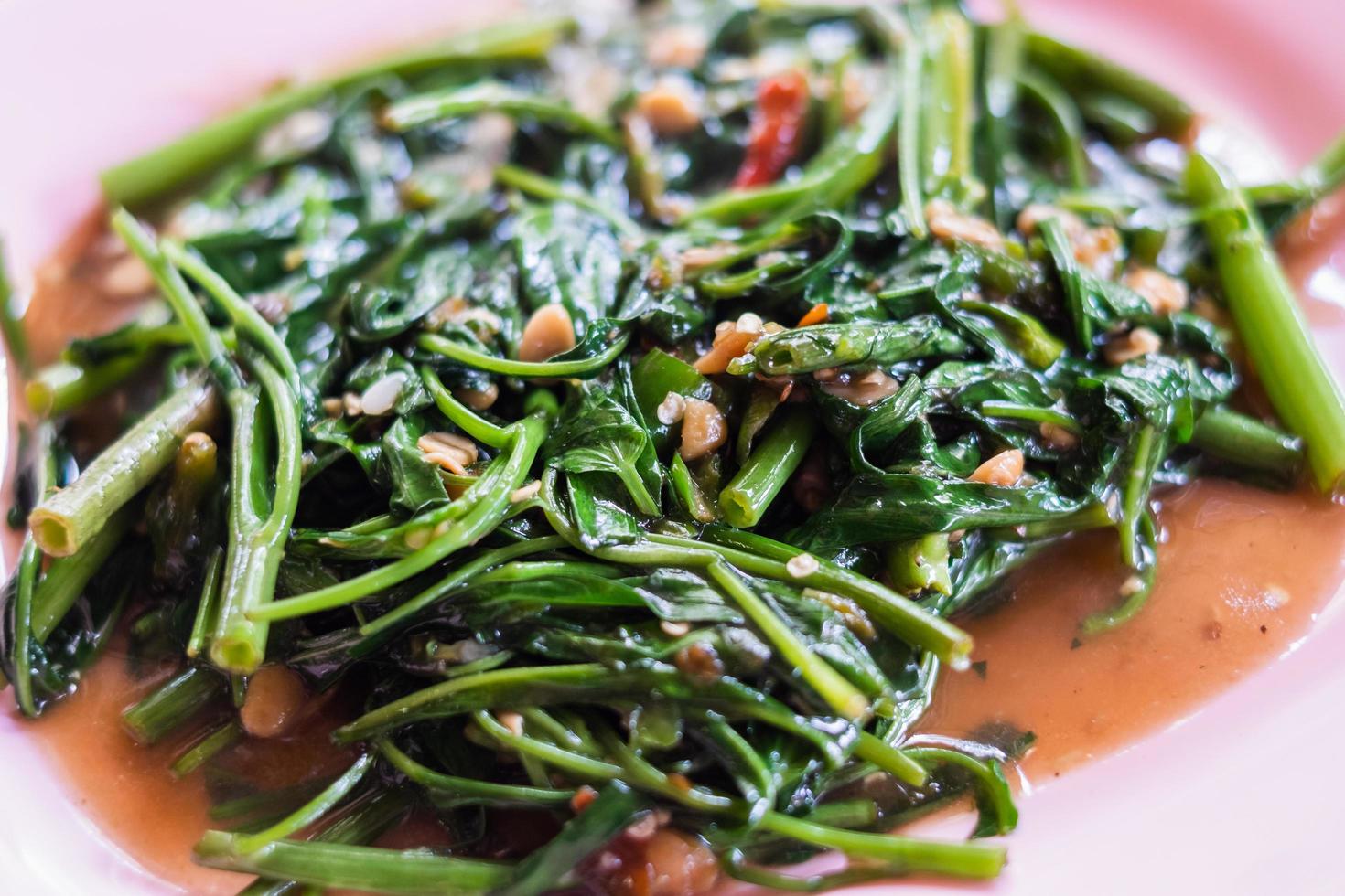 Close-up of stir-fried Chinese morning glory photo