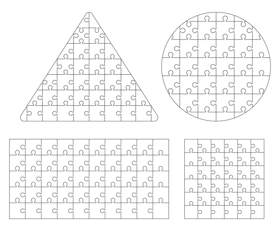 Jigsaw puzzle template. Vector illustrations.