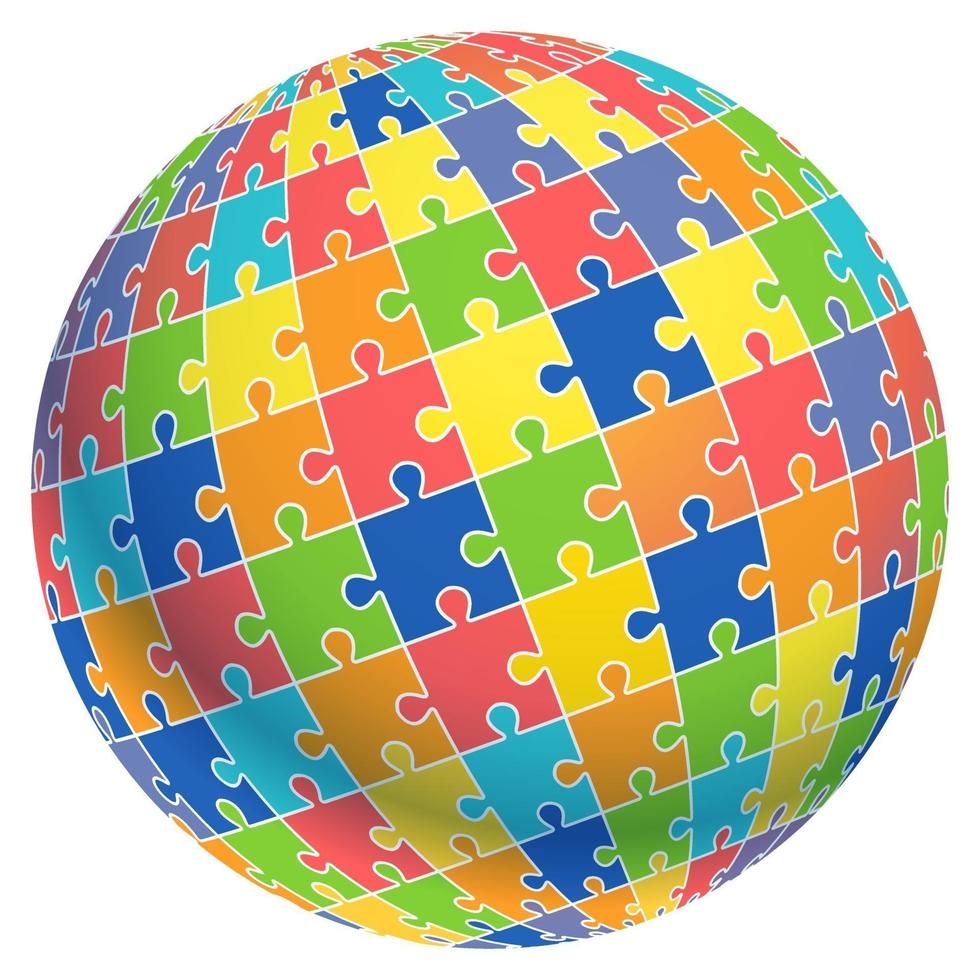 Jigsaw puzzle ball template background. Vector illustrations.