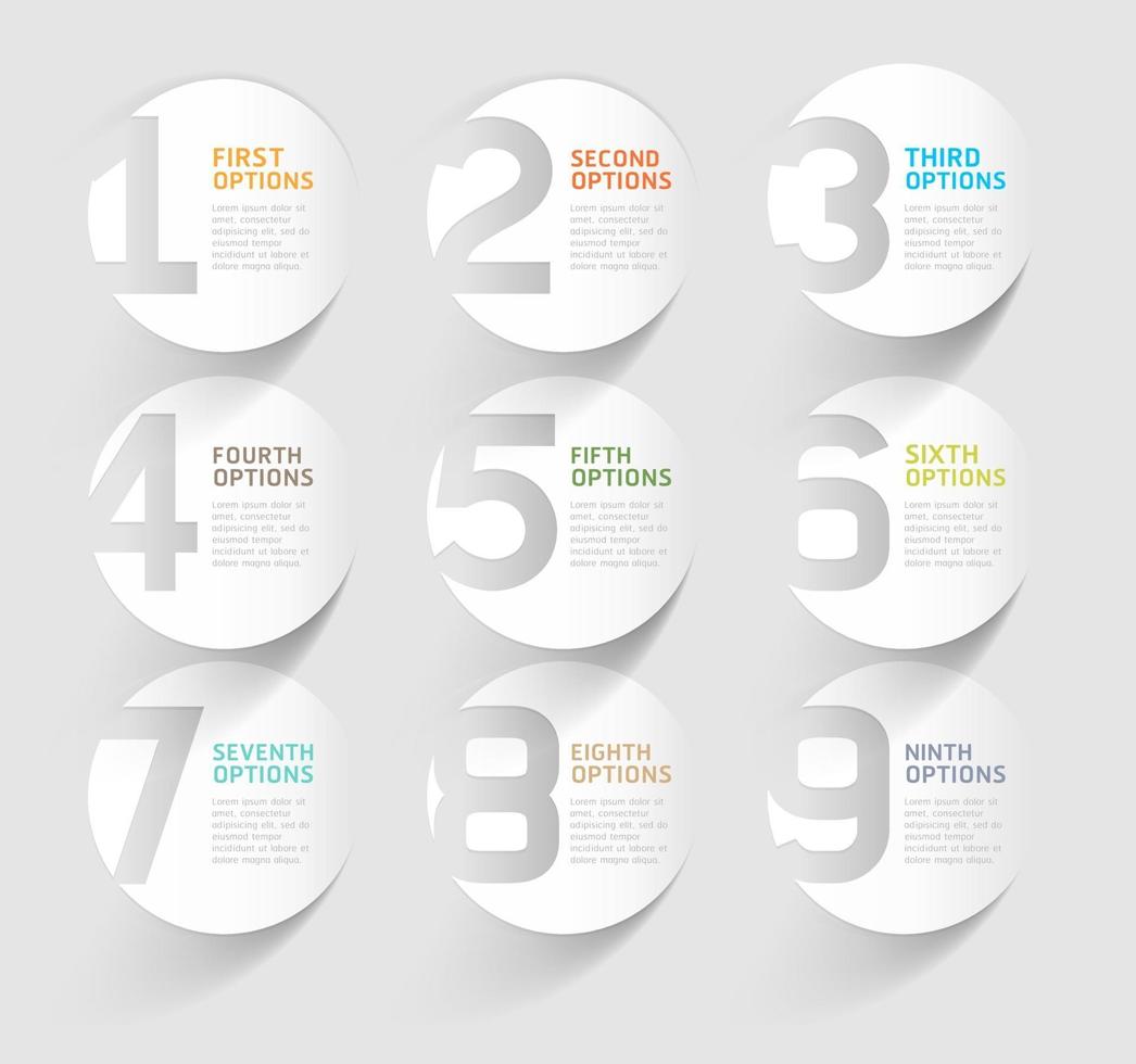 Number paper cut template. Vector illustrations.