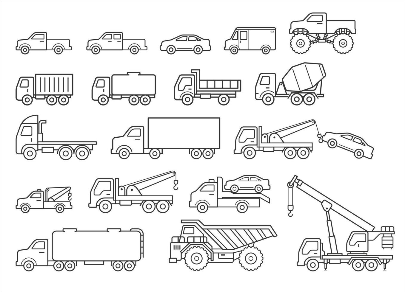 Truck icons set. Vector illustrations.