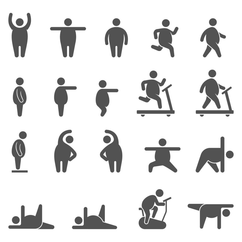 Aerobic exercise icons vector illustrations.