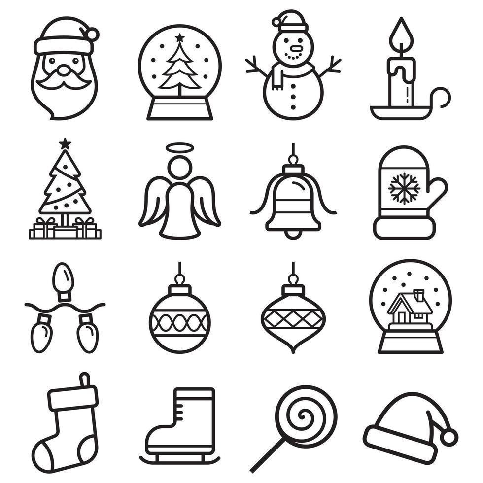 Christmas icons set. Vector illustrations.