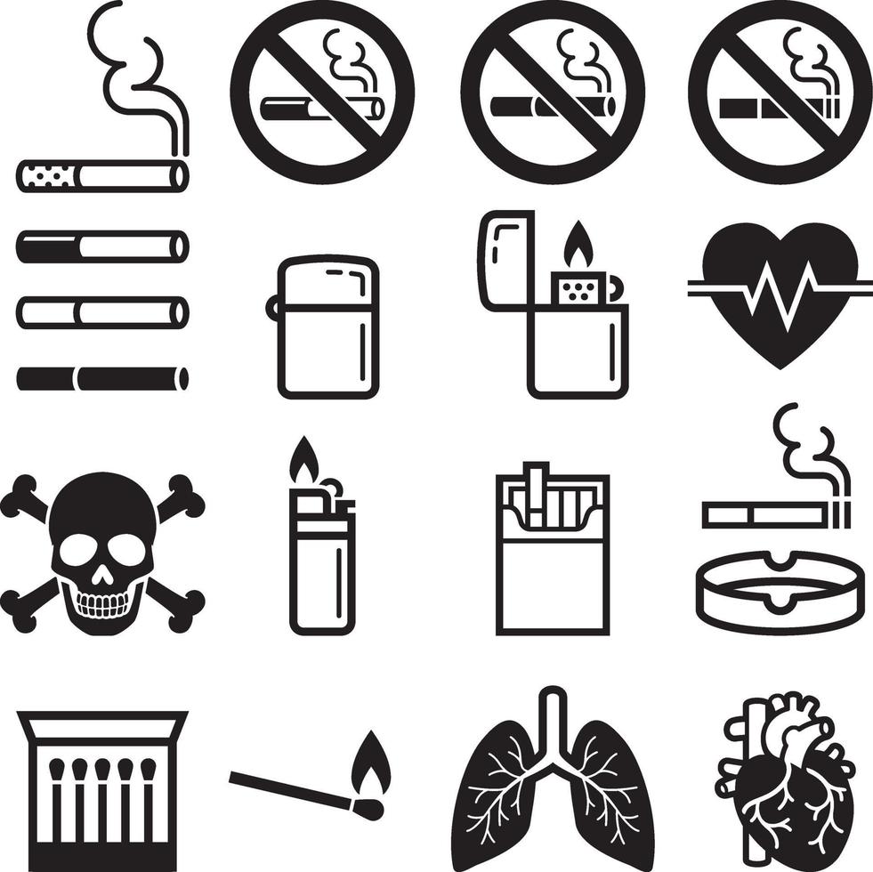Cigarette icons. Vector illustrations.