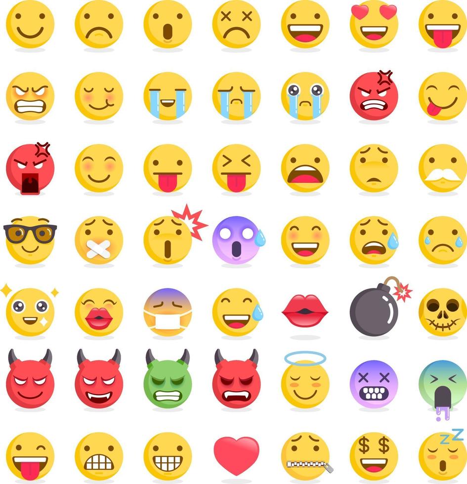 Conjunto de iconos de símbolos de emoticonos emoji. ilustraciones vectoriales vector