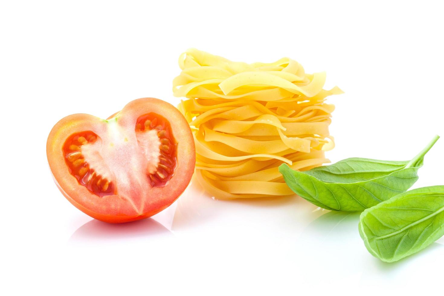 Tomato, pasta, and basil photo