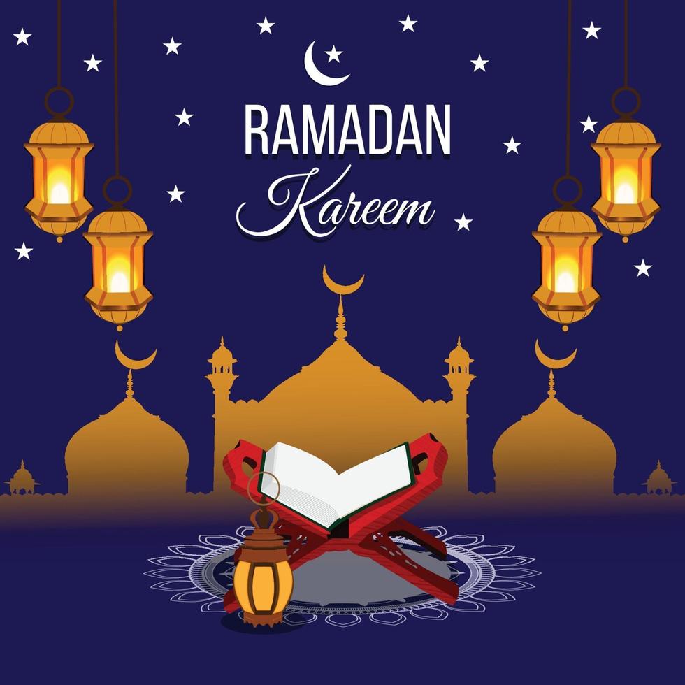 Ramadán kareem fondo islámico y tarjeta de felicitación. vector