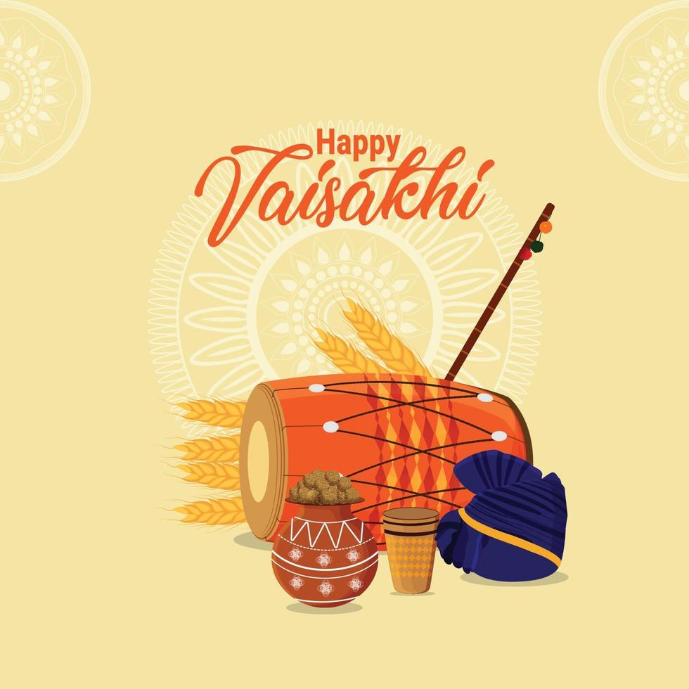 feliz celebración vaisakhi tarjeta de felicitación vector