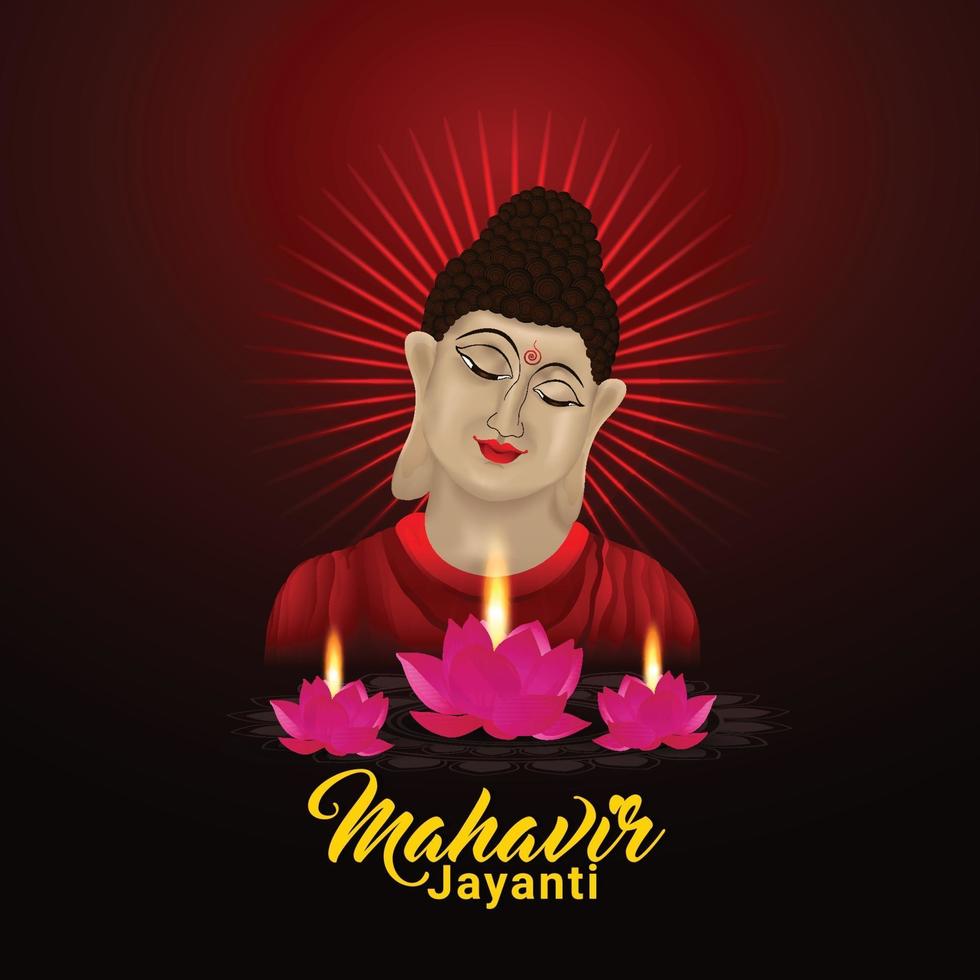 Happy mahavir jayanti greeting card vector