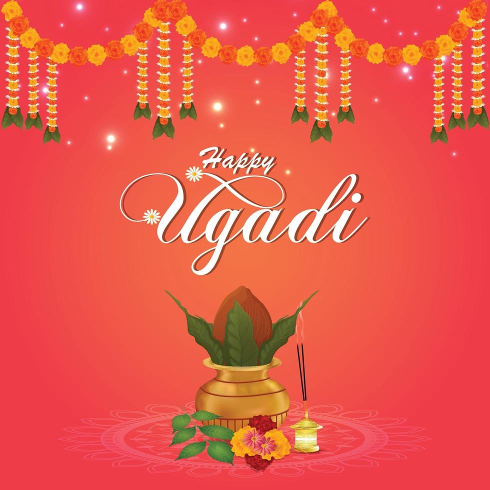 Happy ugadi celebration background vector