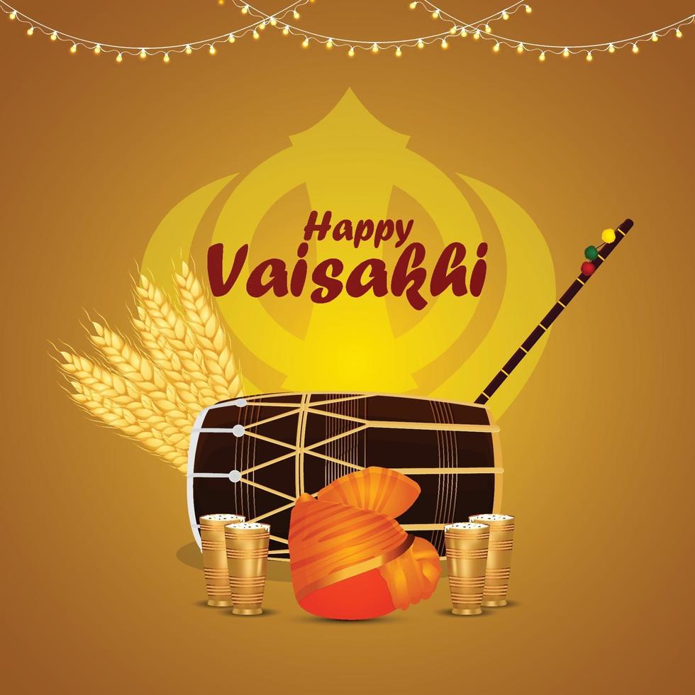 Happy vaisakhi sikh indian festival background vector