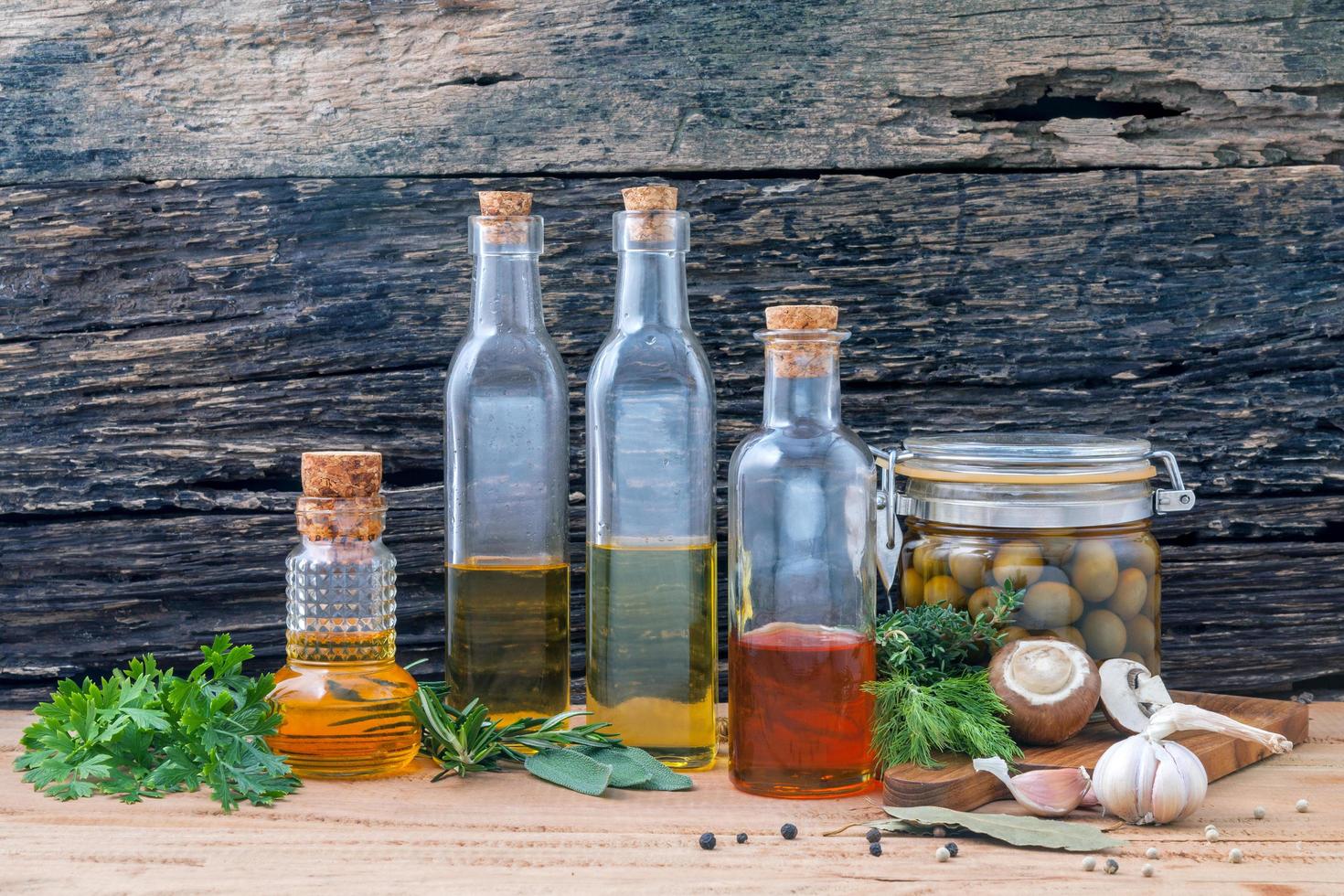 Cooking oils and fresh ingredients photo