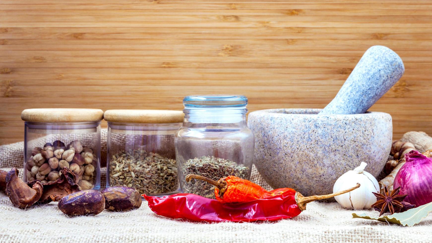 Spices and herbs assortment photo