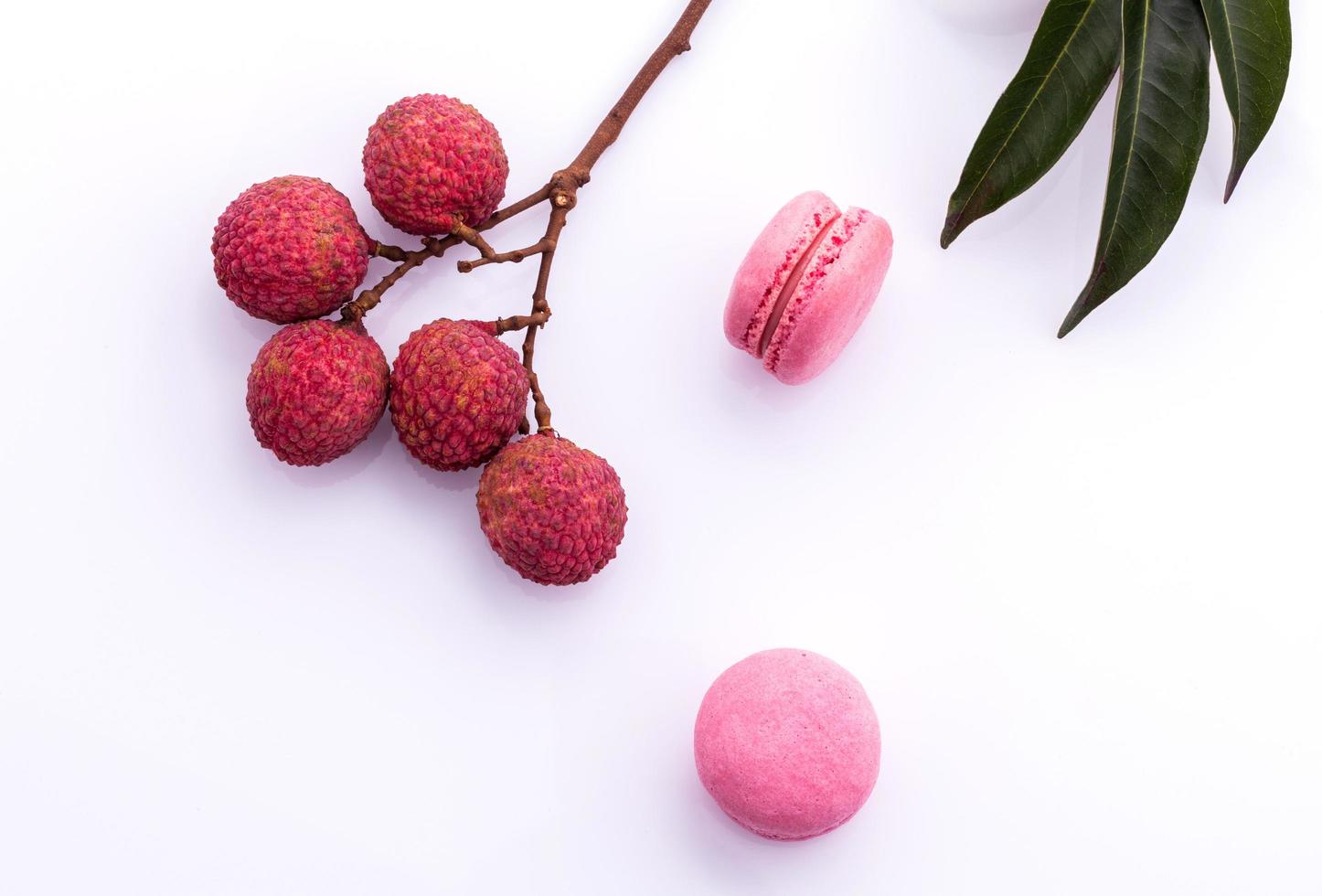 Lychee macaroon concept photo