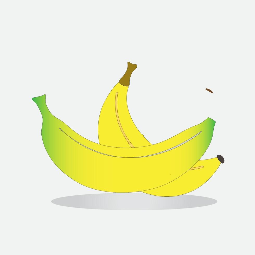 Yellow, realistic banana on a white isolated background. vector