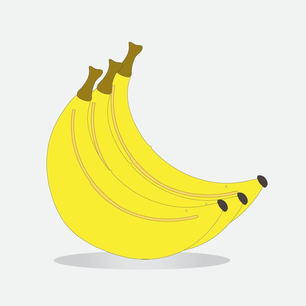 Yellow, realistic banana on a white isolated background. vector