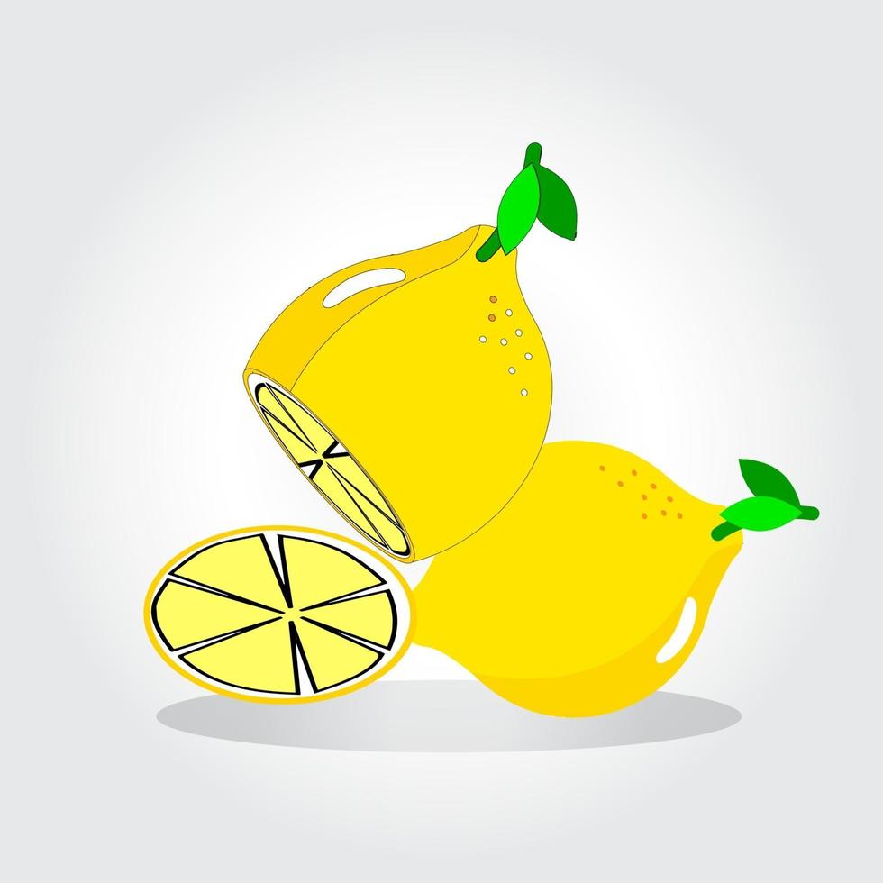 Fresh lemon fruits, collection of vector illustrations