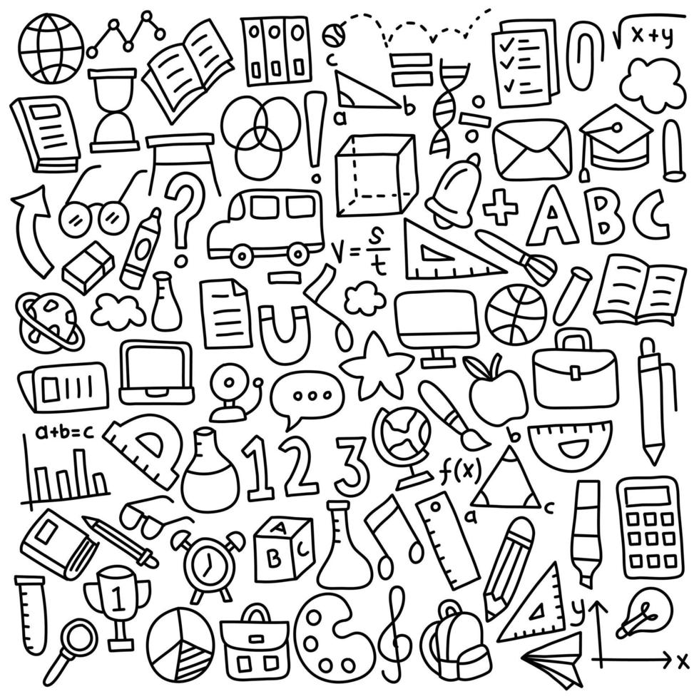 Funny Hand Drawn Set of School Icons vector