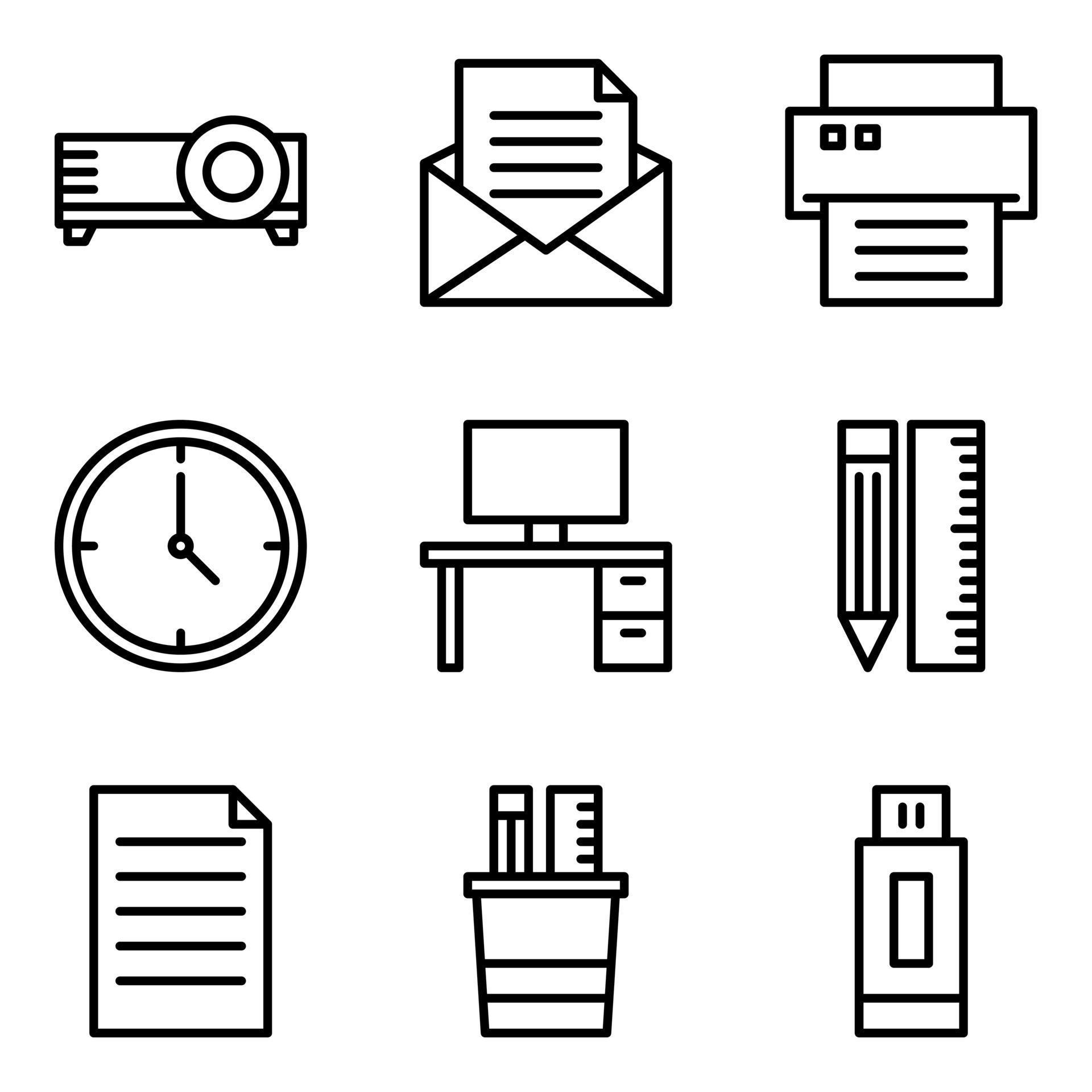 Office Materials Icon Set 2095374 Vector Art at Vecteezy