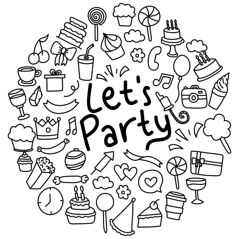 Hand Drawn Party Doodles vector