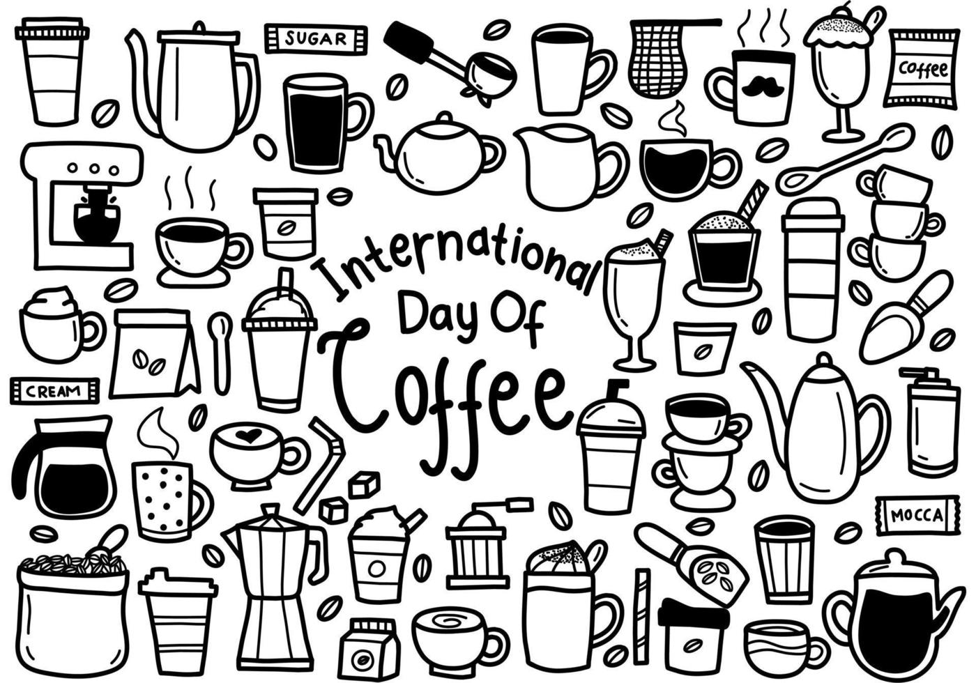 garabatos del día internacional del café vector