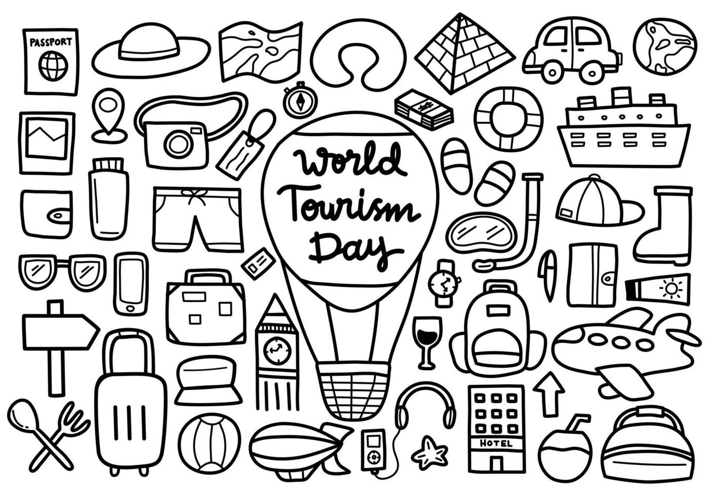 World Tourism Day Doodle vector