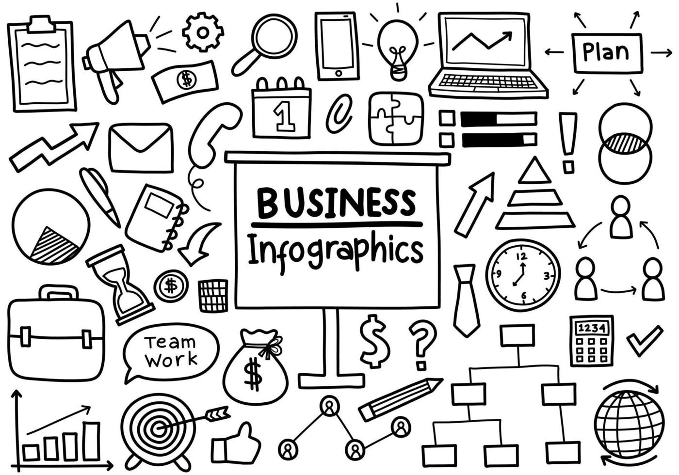 doodle de infografía de negocios vector