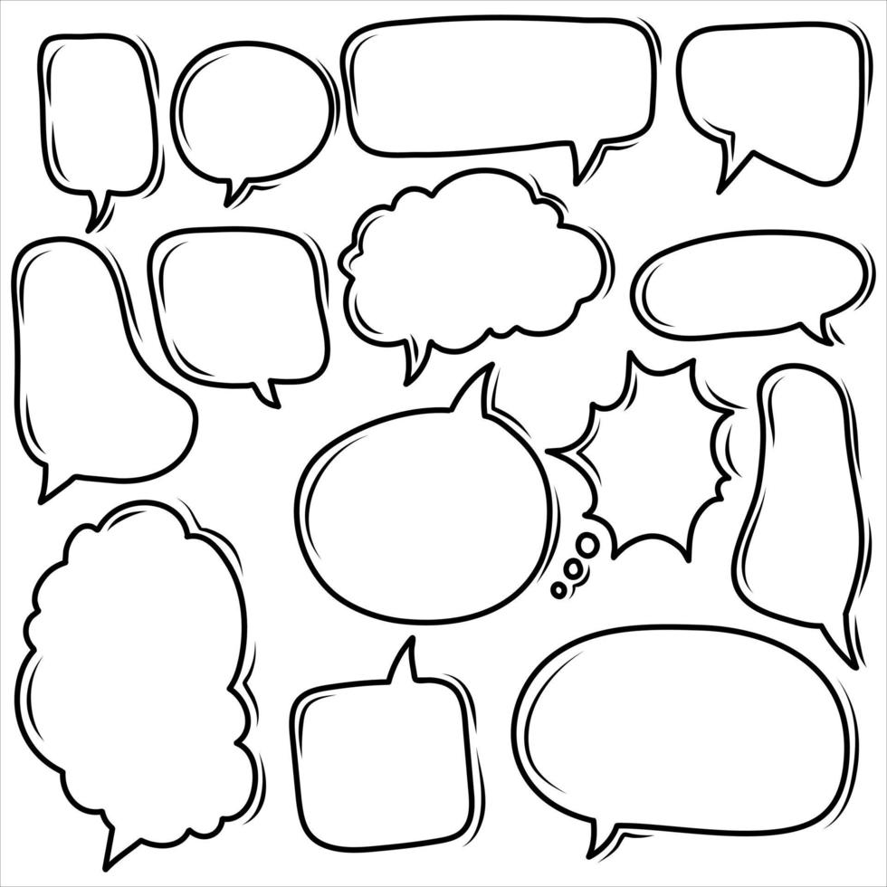 colección de doodle de burbujas de pensamiento vector