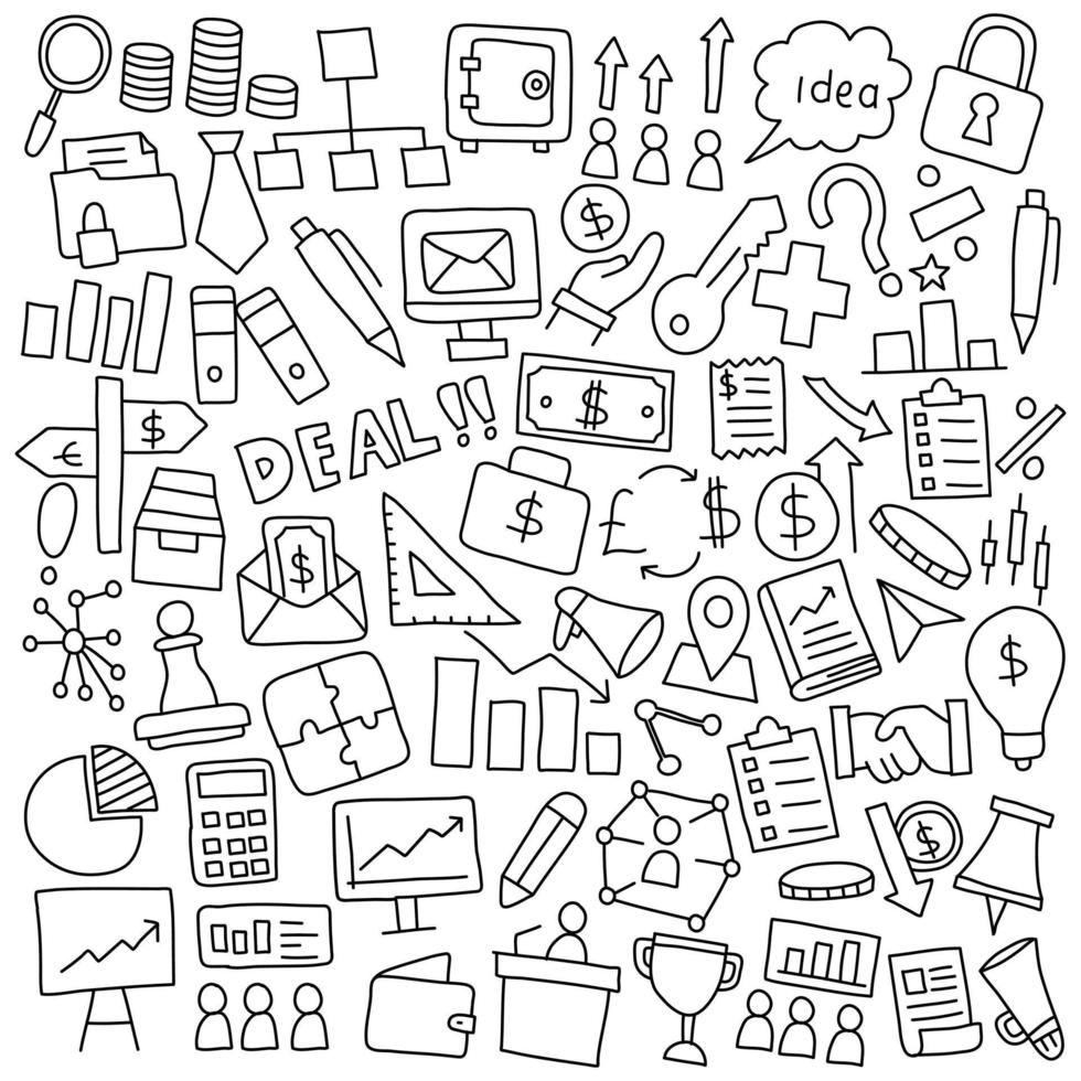 Business and Finance Doodle Icon Set vector