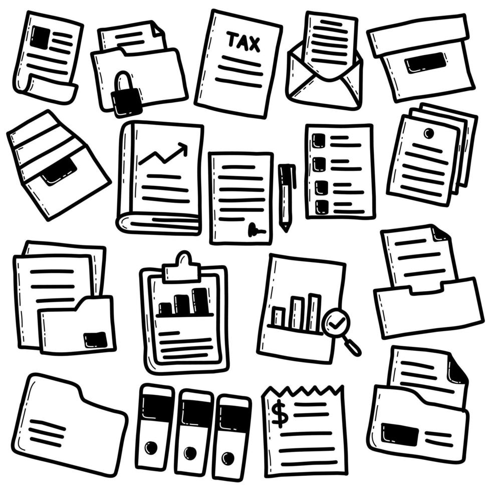Doodle Set of Files and Documents vector