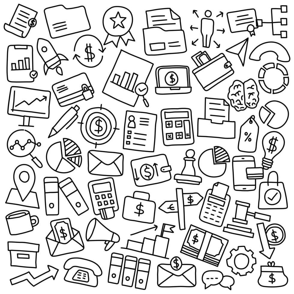 Hand Drawn set of Business and Financial vector