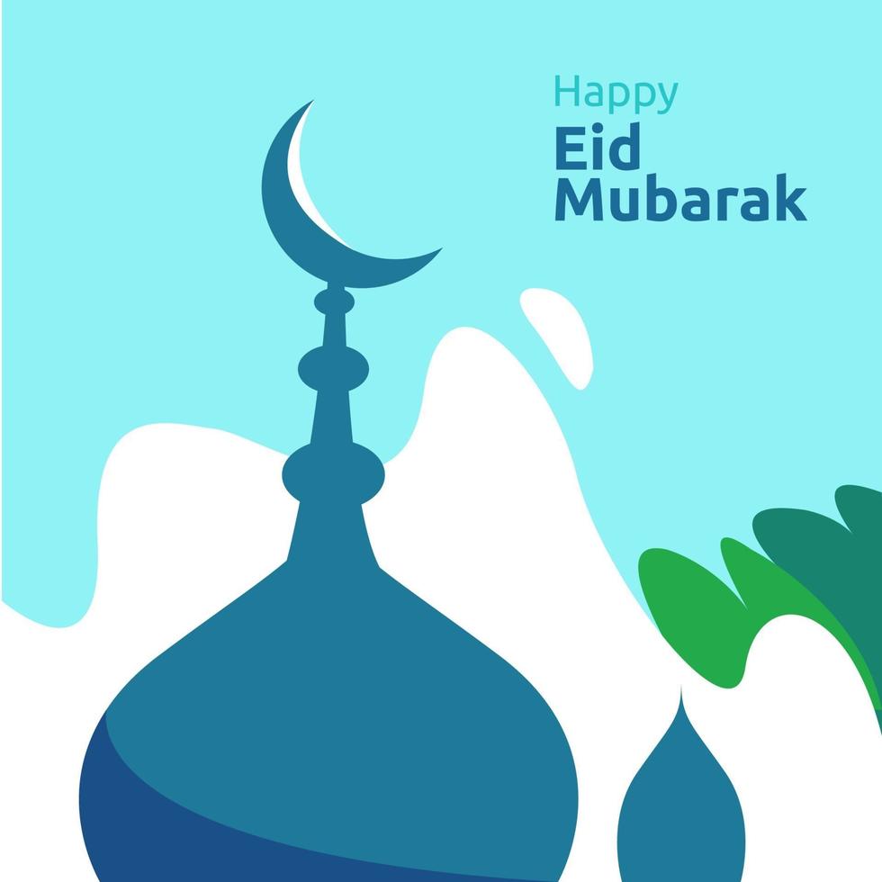 feliz saludo de eid mubarak o ramadán con carácter de personas. concepto de ilustración de diseño islámico para plantilla para página de destino web, social, póster, anuncio, promoción, medios impresos, banner o presentación vector