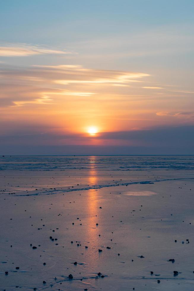 Colorful cloudy sunset at a beach in Vladivostok, Russia photo