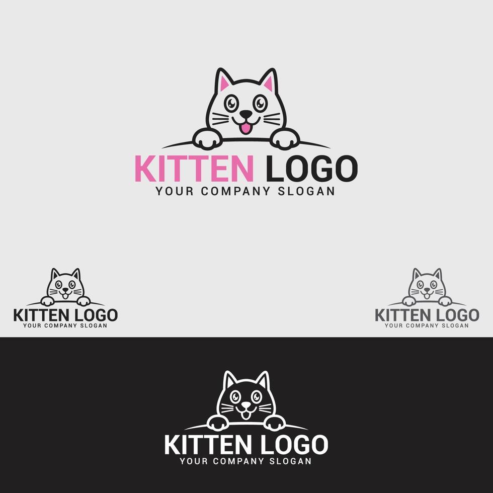 plantilla de vector de diseño de logotipo de gatito