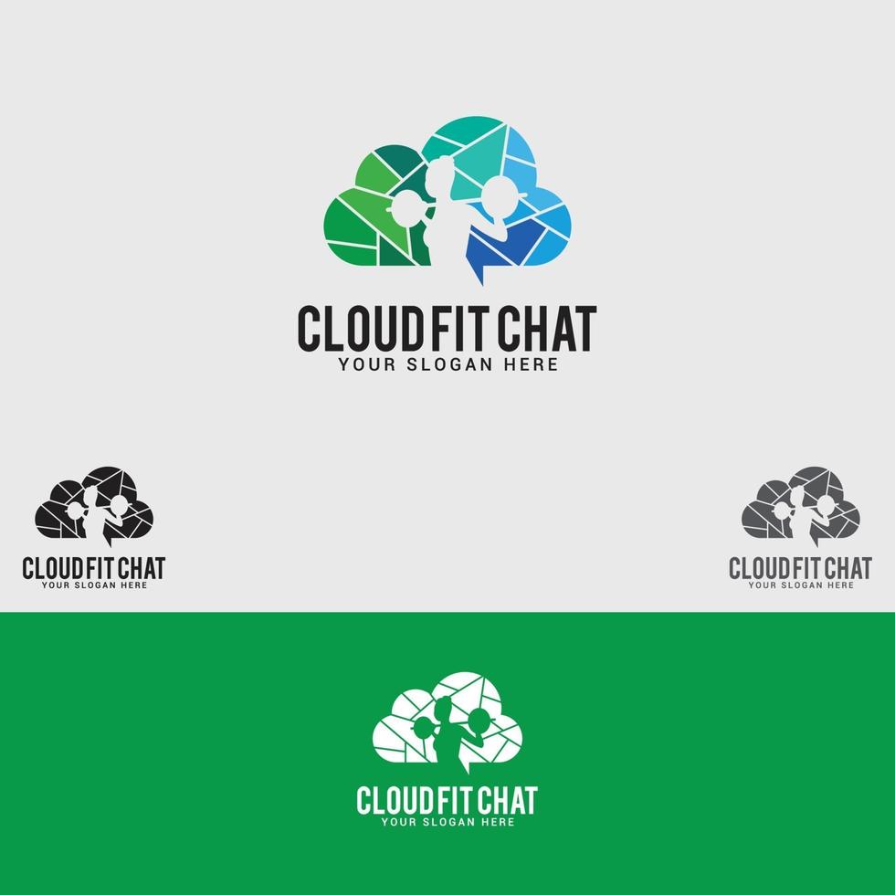 cloud-fit-chat logo design vector template