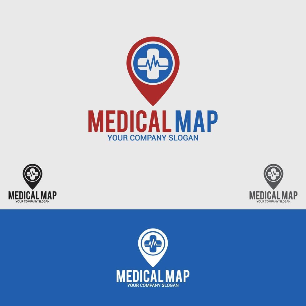 plantilla de vector de diseño de logotipo de mapa médico