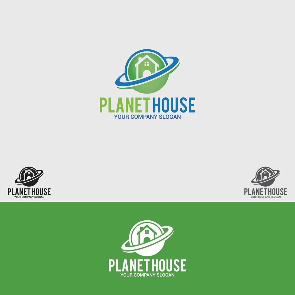 plantilla de vector de diseño de logotipo de casa de planeta