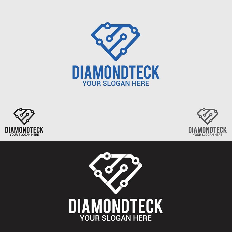plantilla de vector de diseño de logotipo de tecnología de diamante